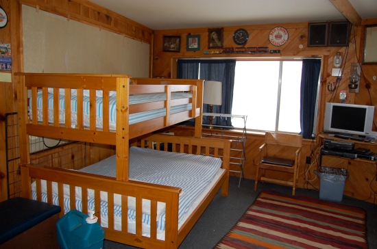 The big bedroom at the lodge has two twin over full bunks...space for six.