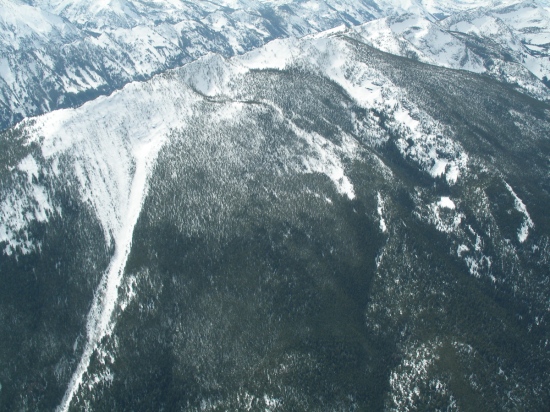 Aerial view of Downing Mountain